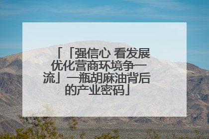 「强信心 看发展 优化营商环境争一流」一瓶胡麻油背后的产业密码