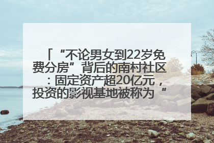 “不论男女到22岁免费分房”背后的南村社区：固定资产超20亿元，投资的影视基地被称为“山村好莱坞”