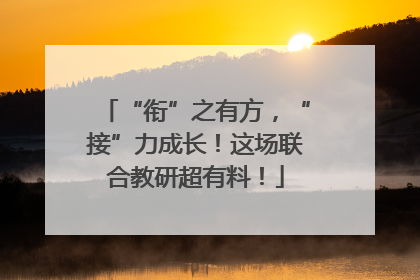 “衔”之有方，“接”力成长！这场联合教研超有料！