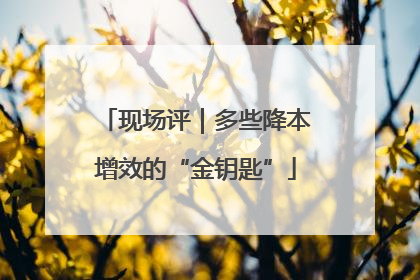 现场评｜多些降本增效的“金钥匙”