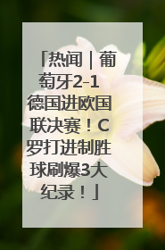 热闻｜葡萄牙2-1德国进欧国联决赛！C罗打进制胜球刷爆3大纪录！