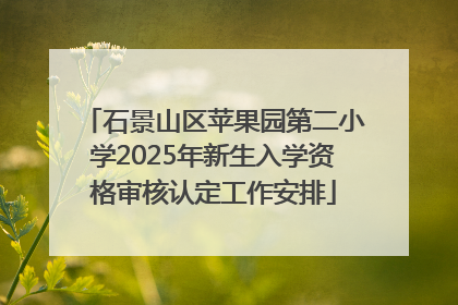石景山区苹果园第二小学2025年新生入学资格审核认定工作安排