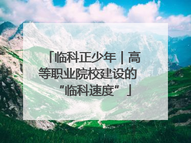 临科正少年｜高等职业院校建设的“临科速度”
