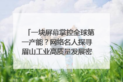 一块屏幕掌控全球第一产能？网络名人探寻眉山工业高质量发展密码｜网络名人四川行