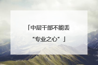 中层干部不能丢“专业之心”