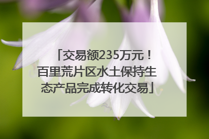 交易额235万元！百里荒片区水土保持生态产品完成转化交易
