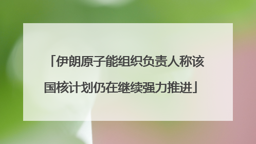 伊朗原子能组织负责人称该国核计划仍在继续强力推进