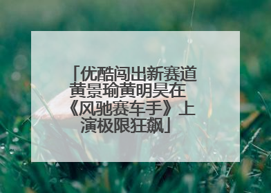 优酷闯出新赛道 黄景瑜黄明昊在《风驰赛车手》上演极限狂飙