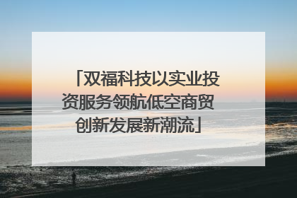 双福科技以实业投资服务领航低空商贸创新发展新潮流