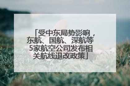 受中东局势影响，东航、国航、深航等5家航空公司发布相关航线退改政策