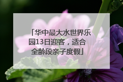 华中最大水世界乐园13日迎客，适合全龄段亲子度假