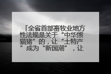 全省首部畜牧业地方性法规是关于“中华熊猫猪”的，让“土特产”成为“新国潮”，让“农产品”升格为“城市IP”