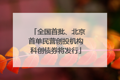 全国首批、北京首单民营创投机构科创债券将发行