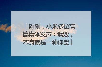 刚刚，小米多位高管集体发声：诋毁，本身就是一种仰望