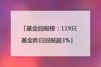 基金回报榜：119只基金昨日回报超3%