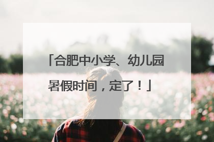 合肥中小学、幼儿园暑假时间，定了！