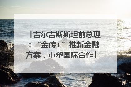 吉尔吉斯斯坦前总理：“金砖+”推新金融方案，重塑国际合作