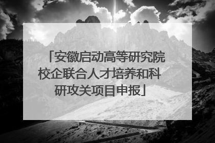 安徽启动高等研究院校企联合人才培养和科研攻关项目申报