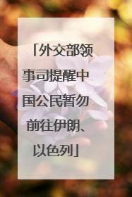 外交部领事司提醒中国公民暂勿前往伊朗、以色列