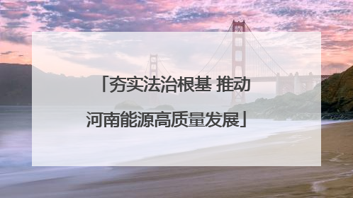 夯实法治根基 推动河南能源高质量发展