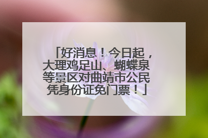好消息！今日起，大理鸡足山、蝴蝶泉等景区对曲靖市公民凭身份证免门票！