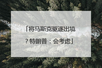 将马斯克驱逐出境？特朗普：会考虑