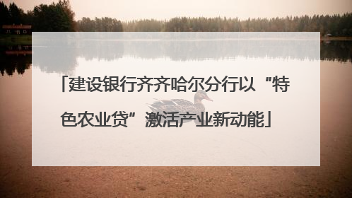 建设银行齐齐哈尔分行以“特色农业贷”激活产业新动能