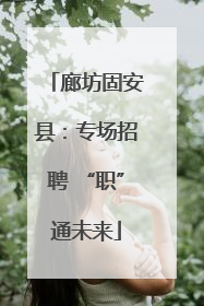 廊坊固安县：专场招聘 “职”通未来