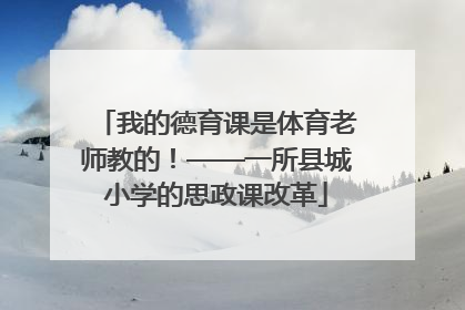 我的德育课是体育老师教的！——一所县城小学的思政课改革