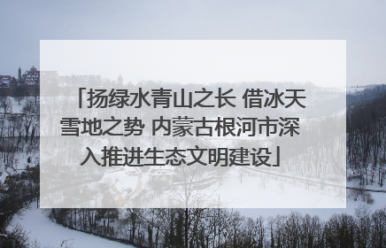 扬绿水青山之长 借冰天雪地之势 内蒙古根河市深入推进生态文明建设