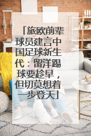 旅欧前辈球员建言中国足球新生代：留洋踢球要趁早，但切莫想着一步登天
