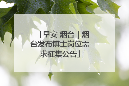 早安 烟台｜烟台发布博士岗位需求征集公告