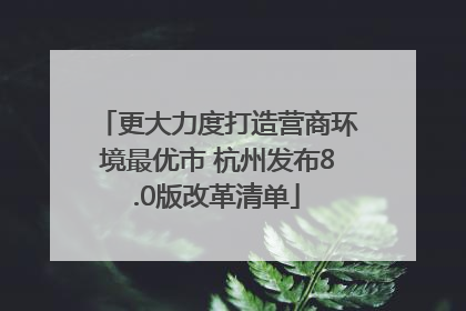 更大力度打造营商环境最优市 杭州发布8.0版改革清单
