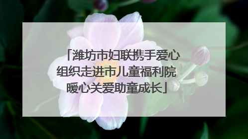 潍坊市妇联携手爱心组织走进市儿童福利院暖心关爱助童成长