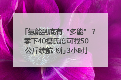 氢能到底有“多能”？零下40摄氏度可载50公斤续航飞行3小时