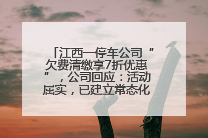 江西一停车公司“欠费清缴享7折优惠”，公司回应：活动属实，已建立常态化诉讼追缴机制