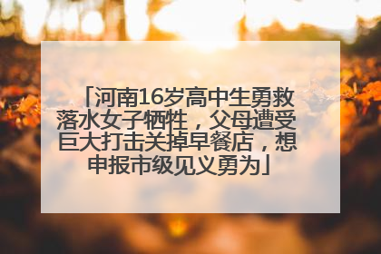 河南16岁高中生勇救落水女子牺牲，父母遭受巨大打击关掉早餐店，想申报市级见义勇为