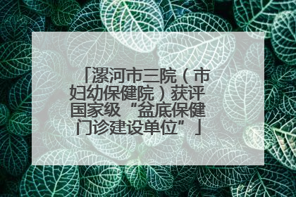 漯河市三院（市妇幼保健院）获评国家级“盆底保健门诊建设单位”