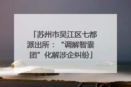 苏州市吴江区七都派出所：“调解智囊团”化解涉企纠纷