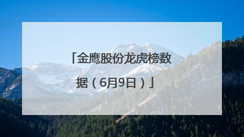 金鹰股份龙虎榜数据（6月9日）