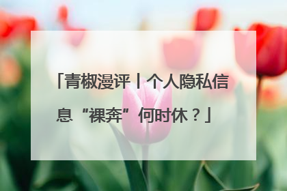 青椒漫评丨个人隐私信息“裸奔”何时休？