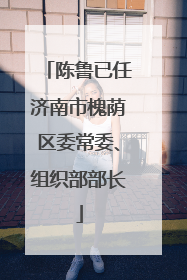 陈鲁已任济南市槐荫区委常委、组织部部长