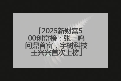 2025新财富500创富榜：张一鸣问鼎首富，宇树科技王兴兴首次上榜