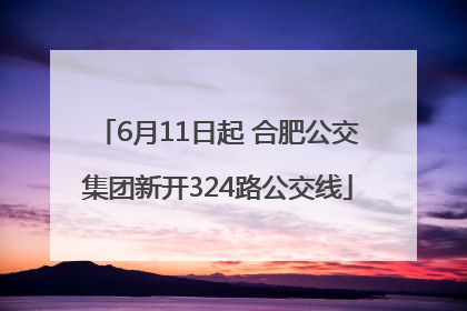 6月11日起 合肥公交集团新开324路公交线