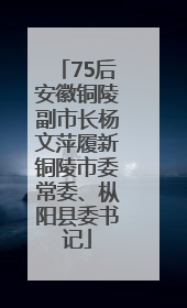 75后安徽铜陵副市长杨文萍履新铜陵市委常委、枞阳县委书记